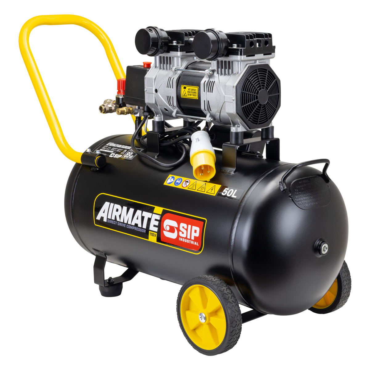 SIP AIRMATE® 110V 50L 2hp Low Noise Oil-Free Direct Drive Compressor